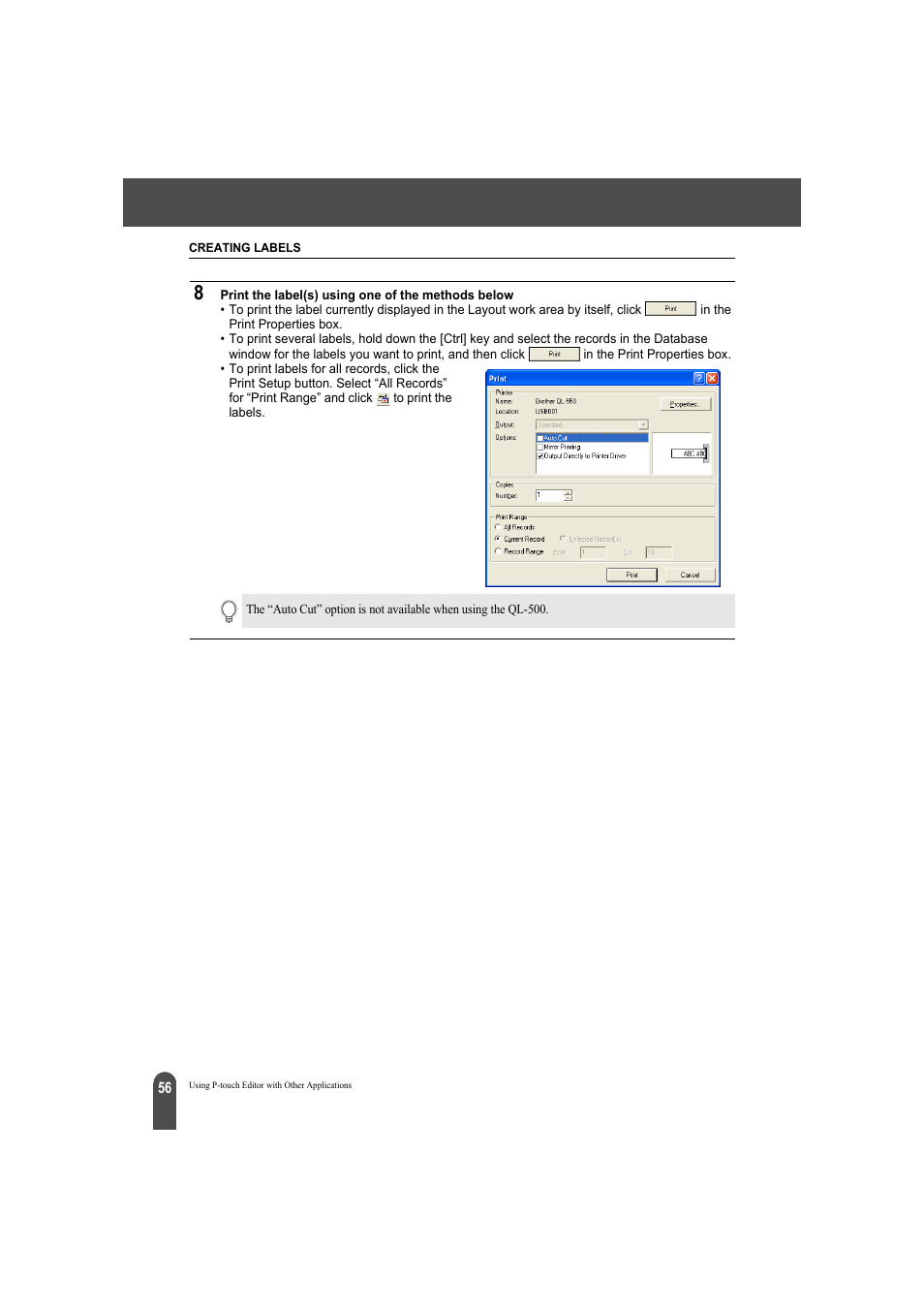 Brother QL-500A User Manual | Page 60 / 70