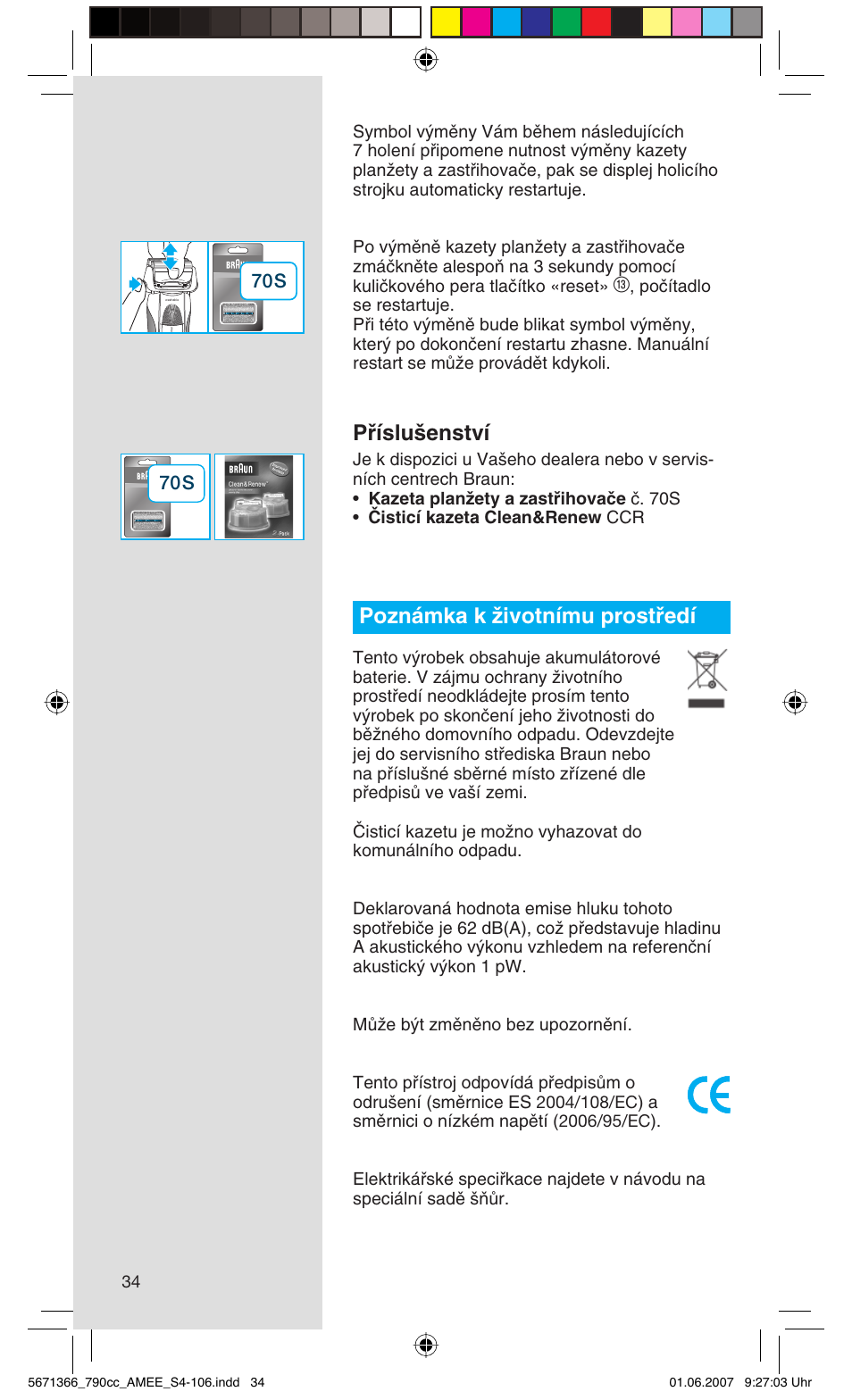Pﬁíslu‰enství, Poznámka k ïivotnímu prostﬁedí | Braun 790cc Series 7 User Manual | Page 34 / 104