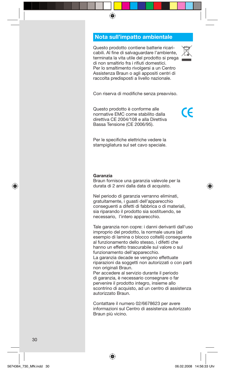Nota sull’impatto ambientale | Braun 720 Series 7  FR User Manual | Page 30 / 59