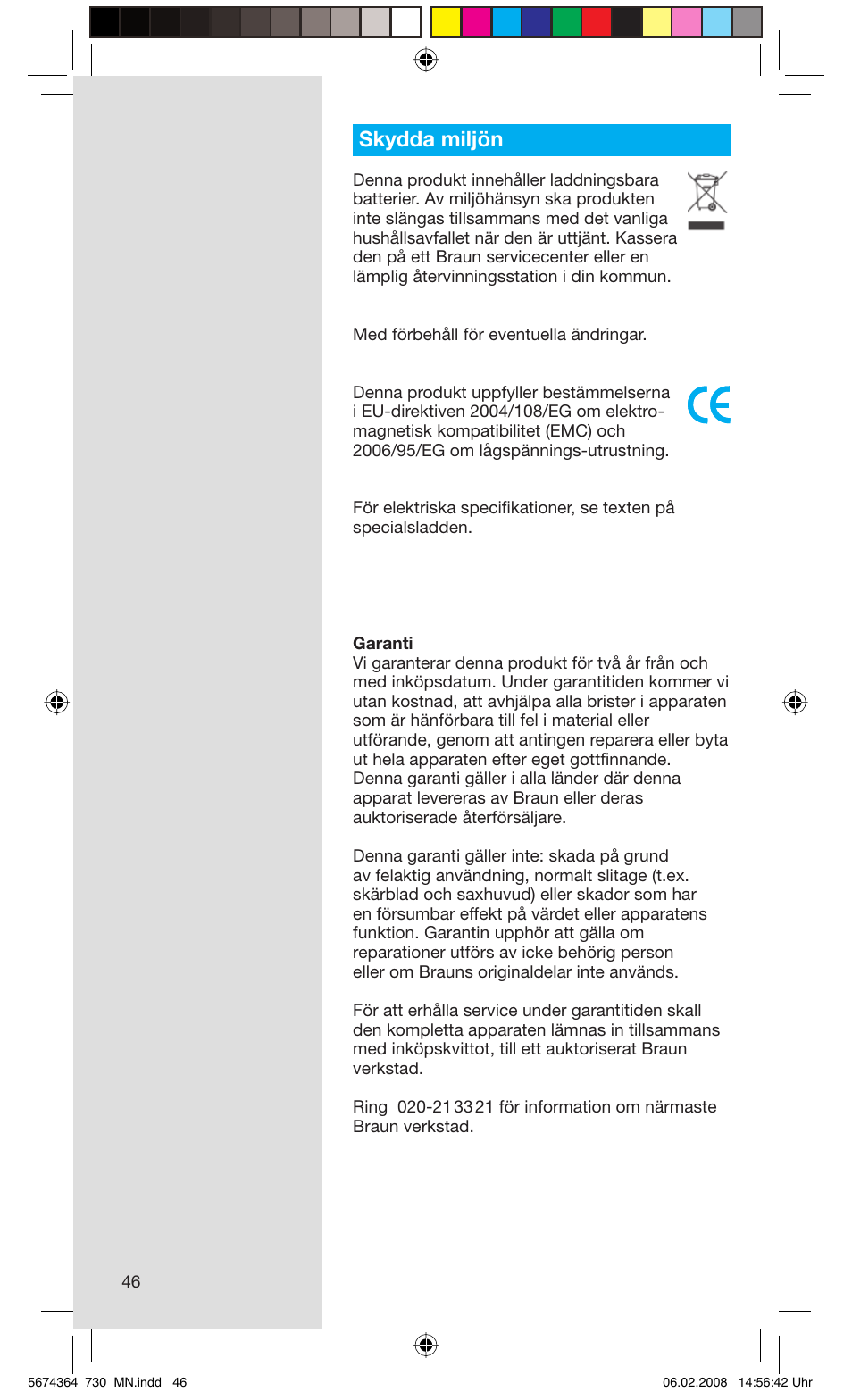 Skydda miljön | Braun 720 Series 7  FR User Manual | Page 46 / 59