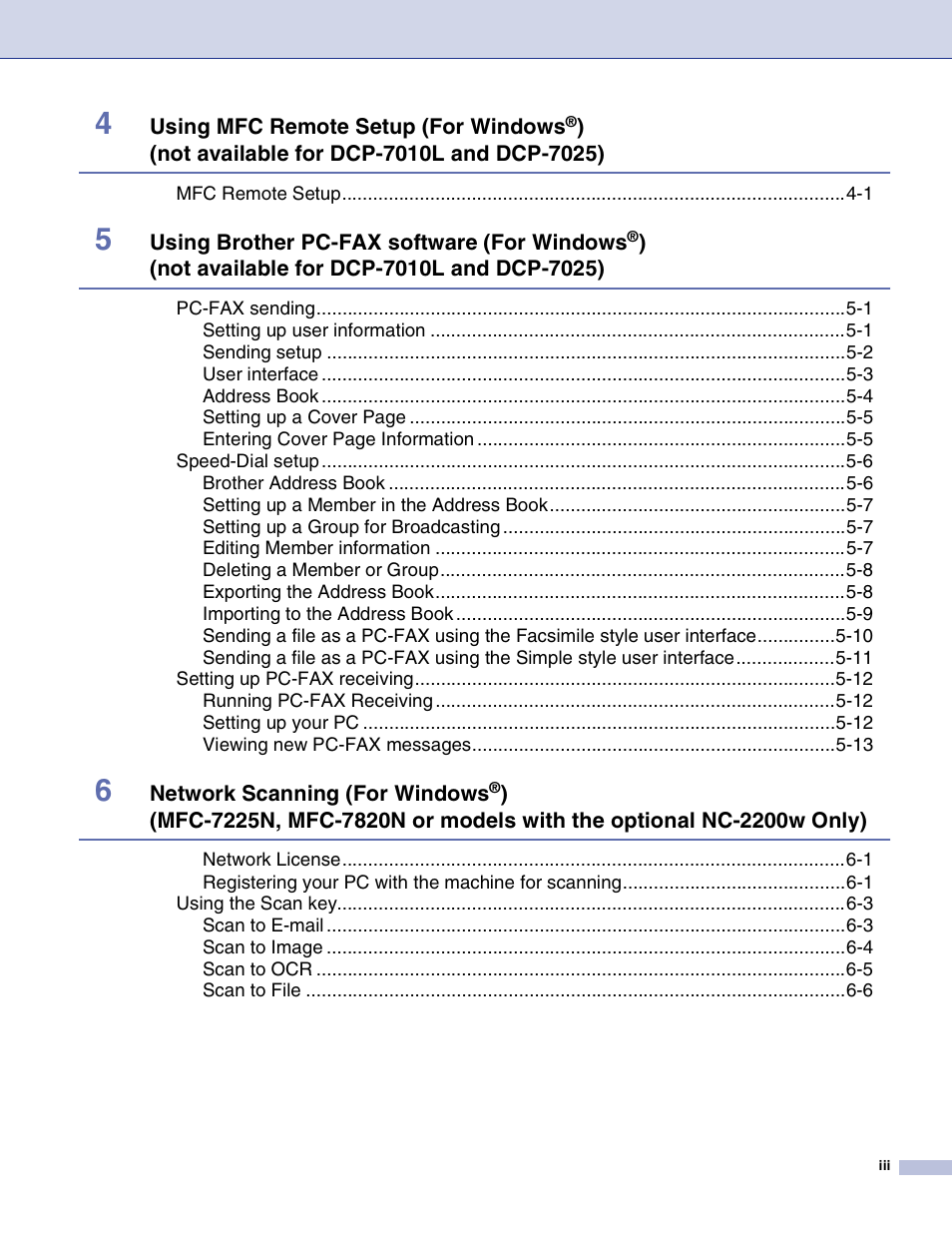 Brother DCP-7010L User Manual | Page 4 / 117