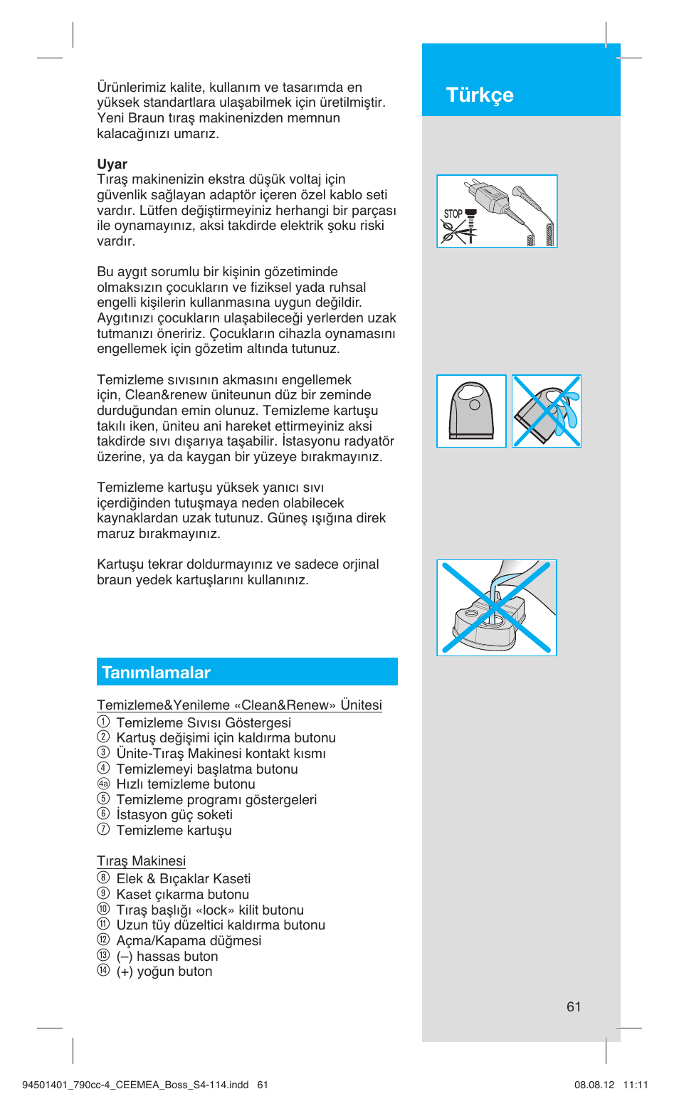 Türkçe | Braun 790cc-4 Series 7  RU User Manual | Page 61 / 110