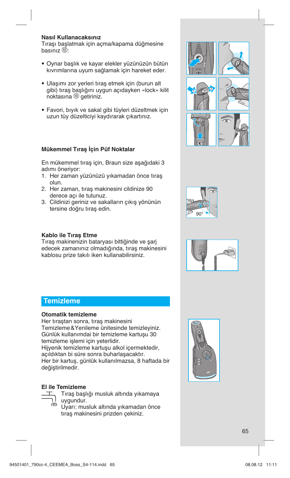 Temizleme | Braun 790cc-4 Series 7  RU User Manual | Page 65 / 110