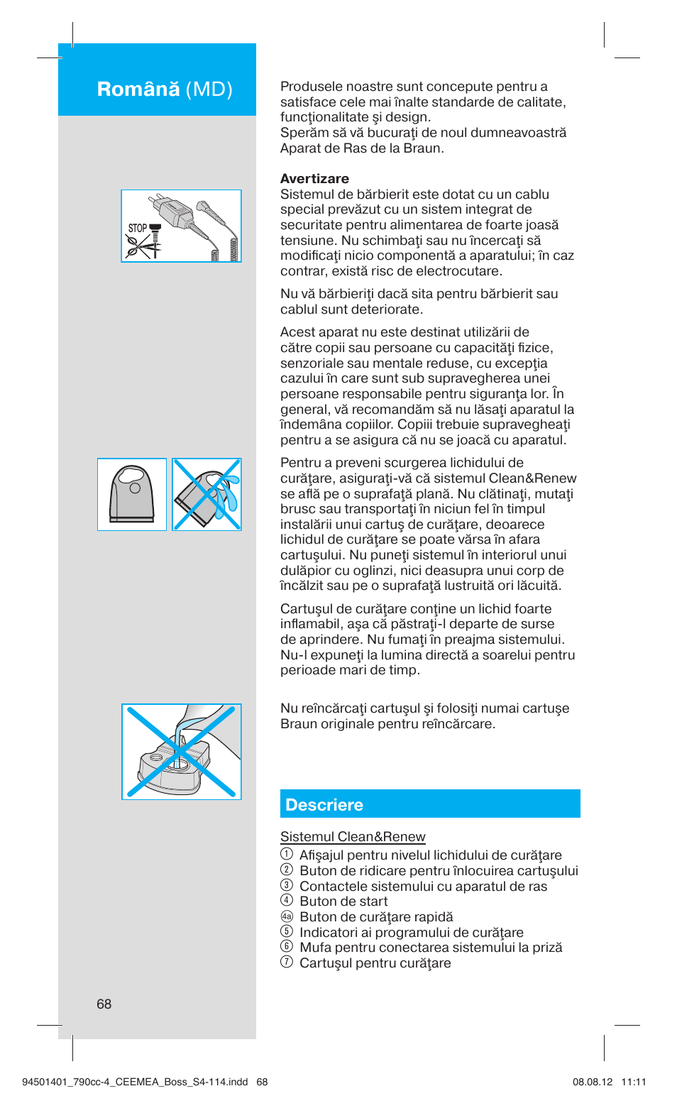 Română (md), Descriere | Braun 790cc-4 Series 7  RU User Manual | Page 68 / 110