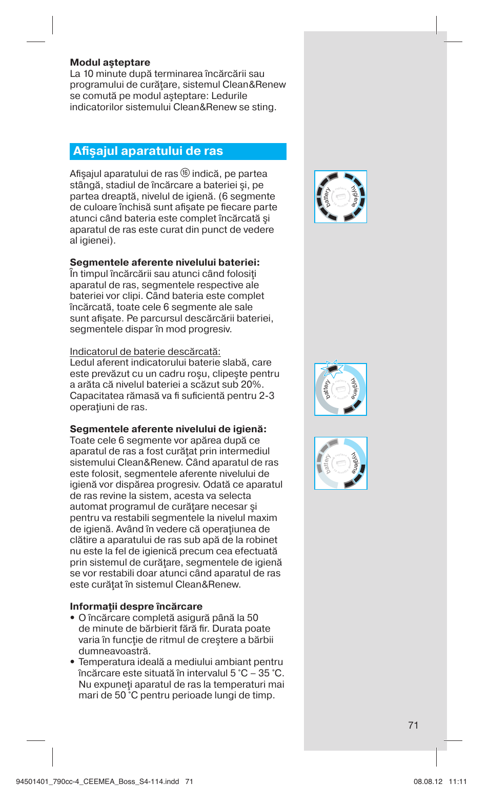 Aﬁ şajul aparatului de ras | Braun 790cc-4 Series 7  RU User Manual | Page 71 / 110