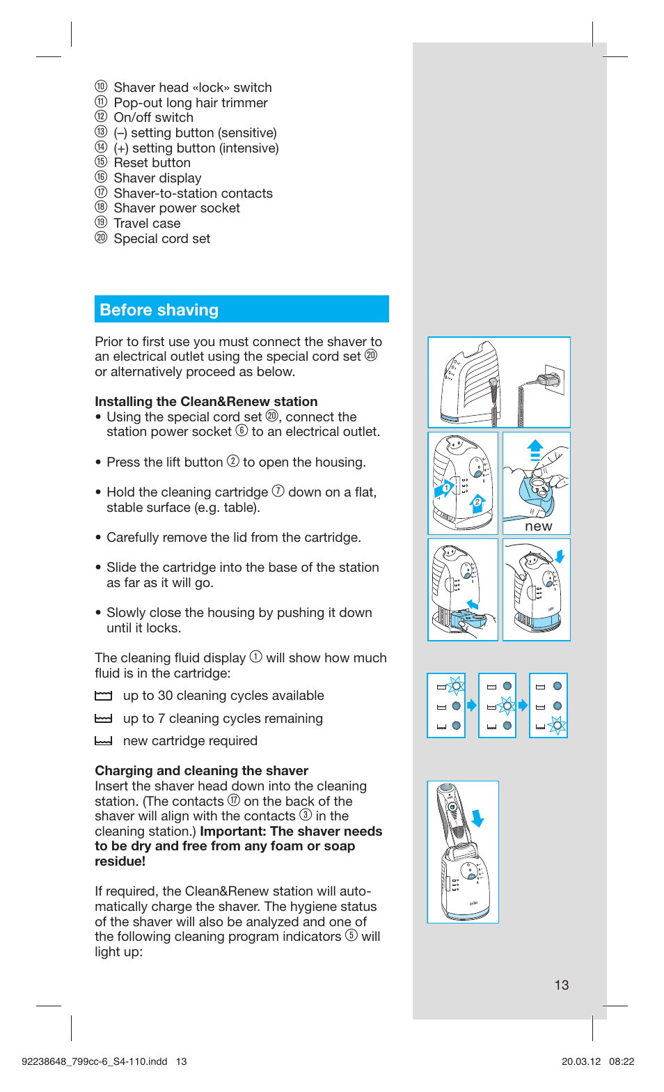 Before shaving | Braun 799cc-6 Wet & Dry, Series 7 User Manual | Page 13 / 107