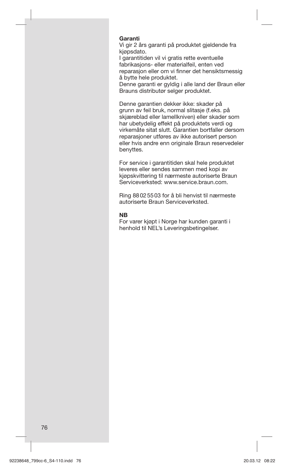 Braun 799cc-6 Wet & Dry, Series 7 User Manual | Page 76 / 107
