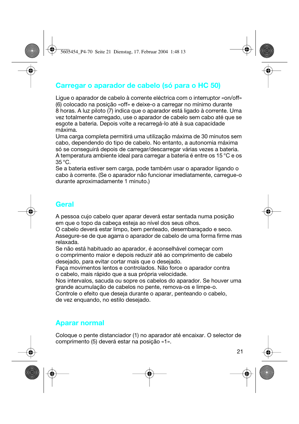 Braun HC50 Hair Perfect User Manual | Page 21 / 70