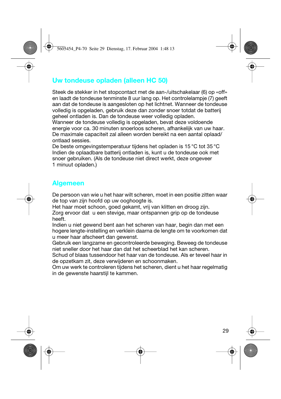 Braun HC50 Hair Perfect User Manual | Page 29 / 70