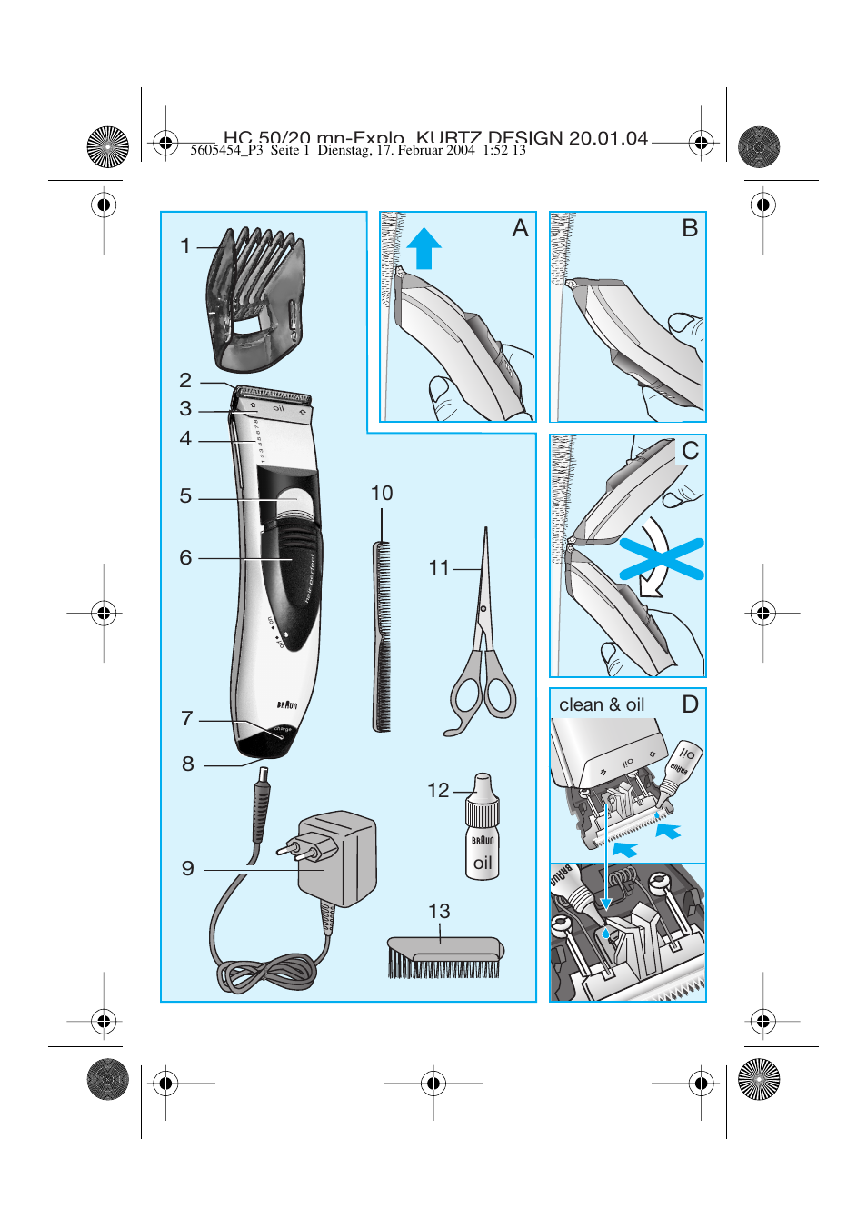 Ab c, Clean & oil | Braun HC50 Hair Perfect User Manual | Page 3 / 70