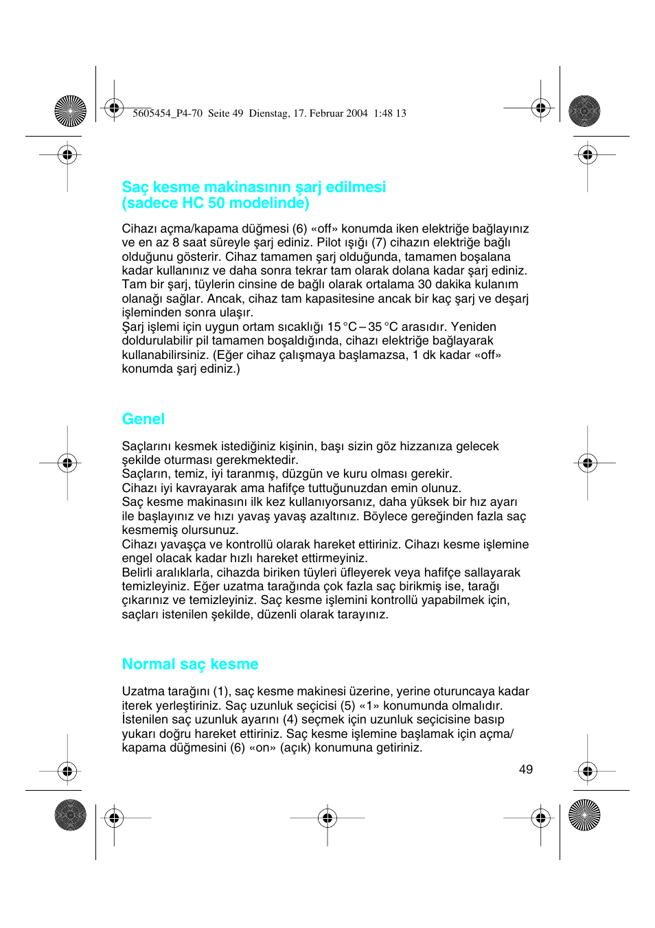 Braun HC50 Hair Perfect User Manual | Page 49 / 70