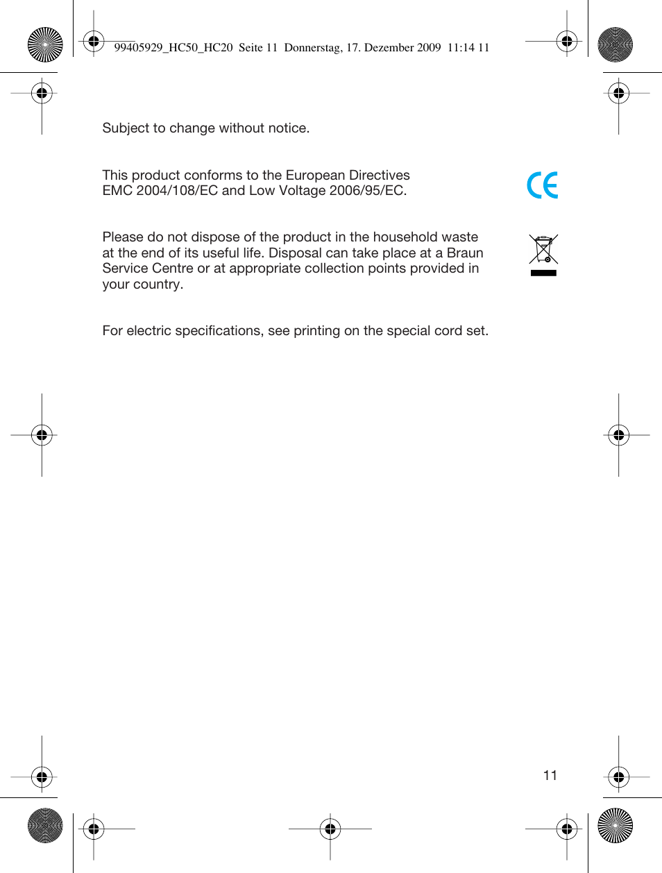 Braun HC50 Hair Clipper Hair Perfect User Manual | Page 11 / 62