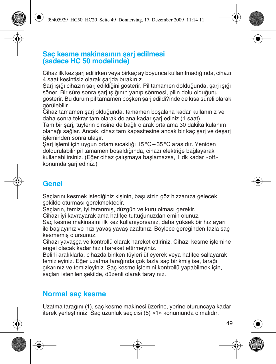 Braun HC50 Hair Clipper Hair Perfect User Manual | Page 49 / 62