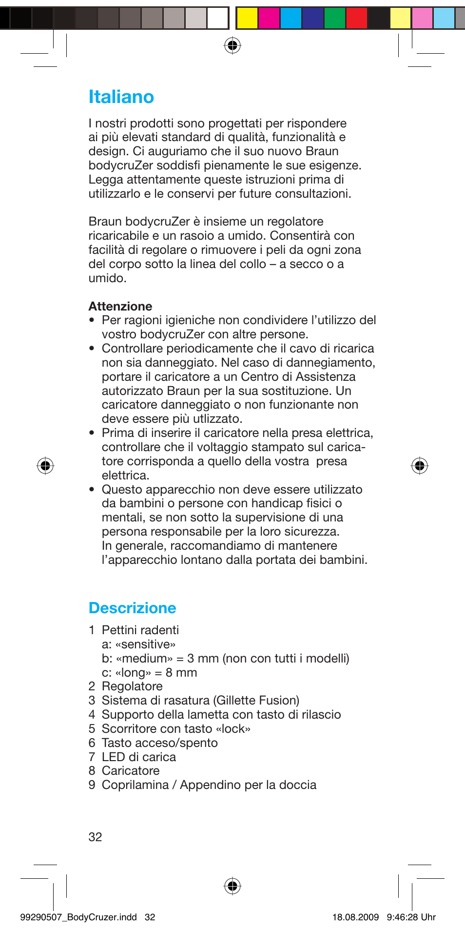 Italiano, Descrizione | Braun B35 BodyCruzer User Manual | Page 31 / 70
