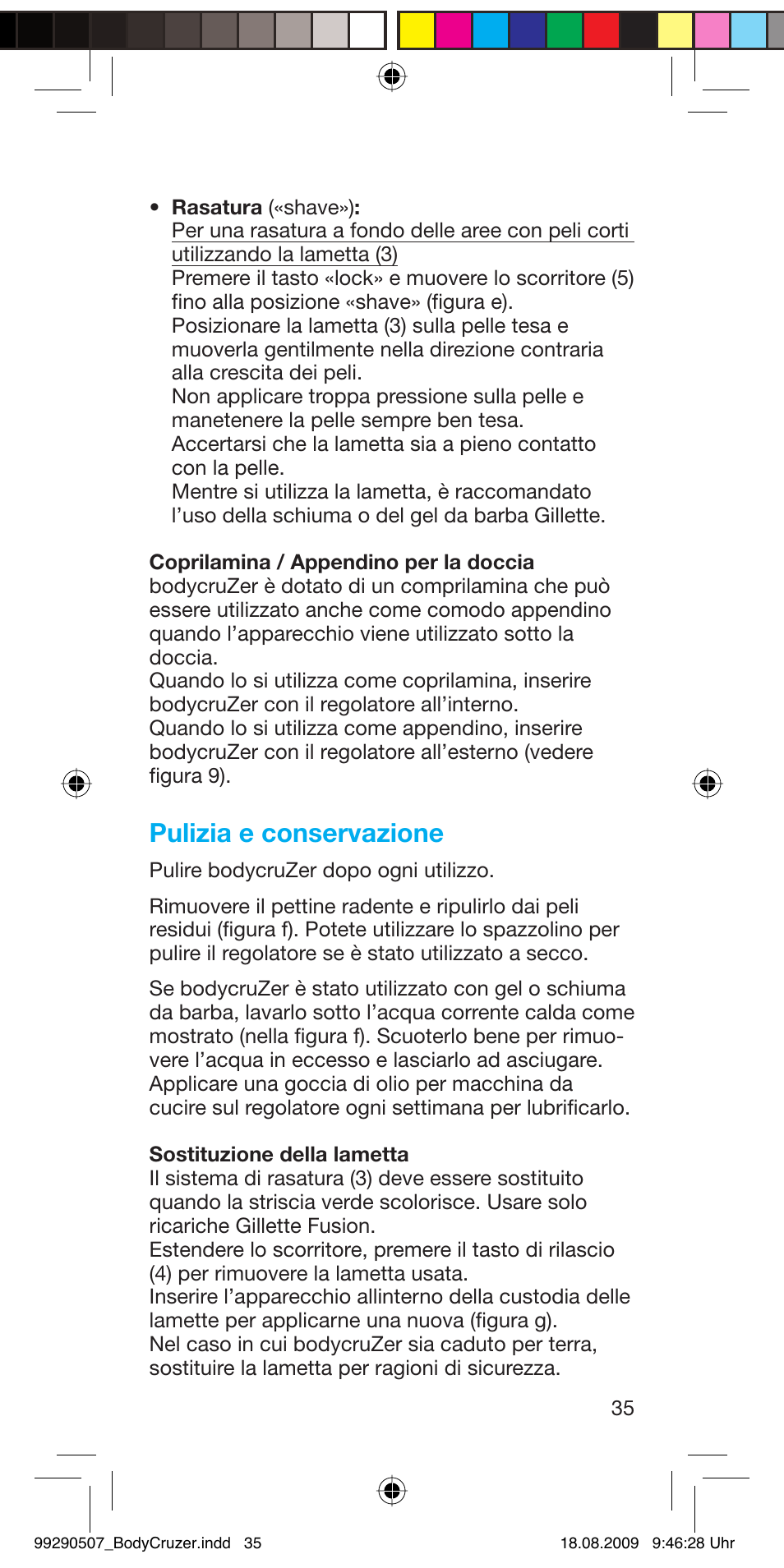 Pulizia e conservazione | Braun B35 BodyCruzer User Manual | Page 34 / 70