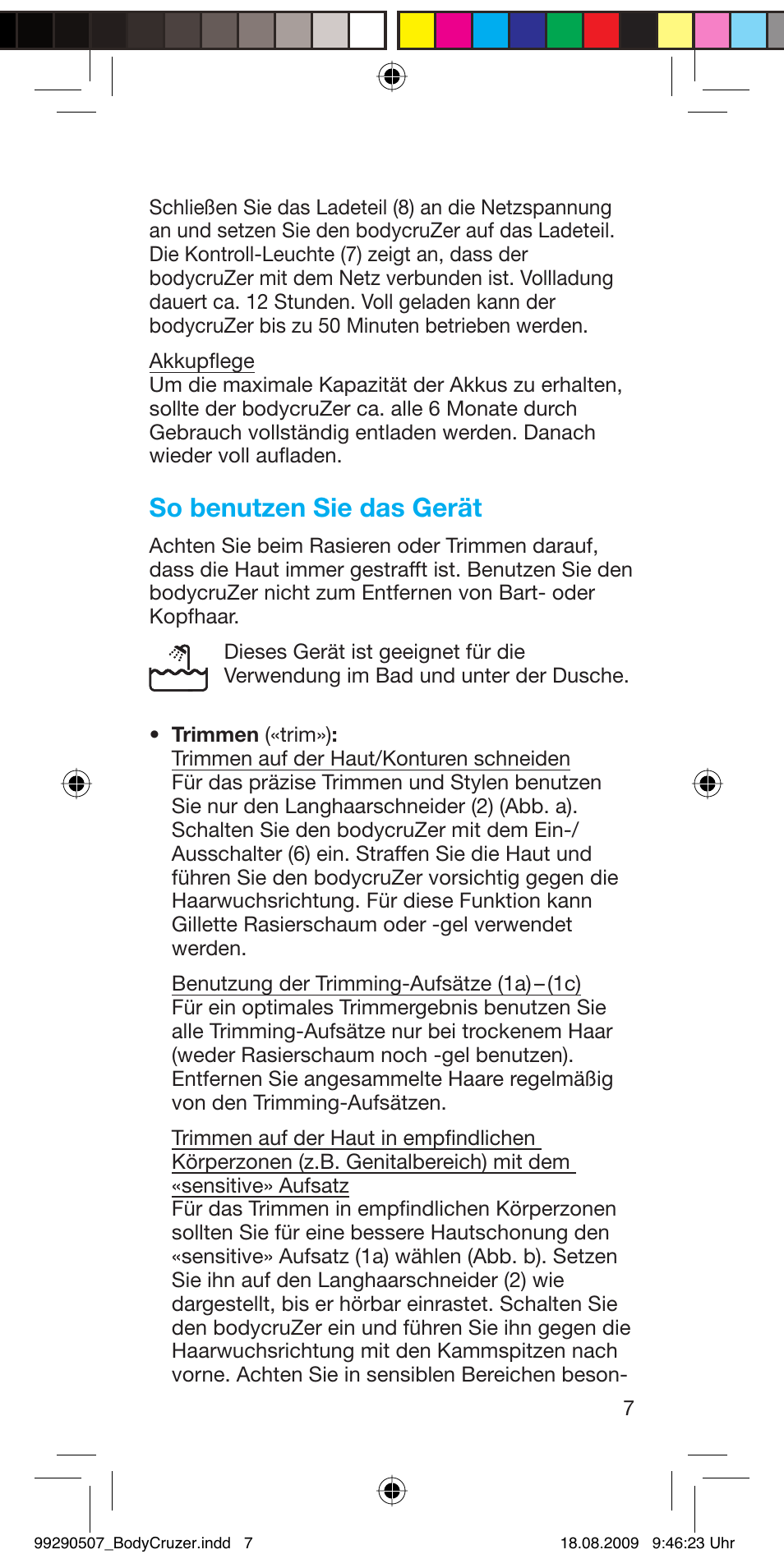 So benutzen sie das gerät | Braun B35 BodyCruzer User Manual | Page 6 / 70