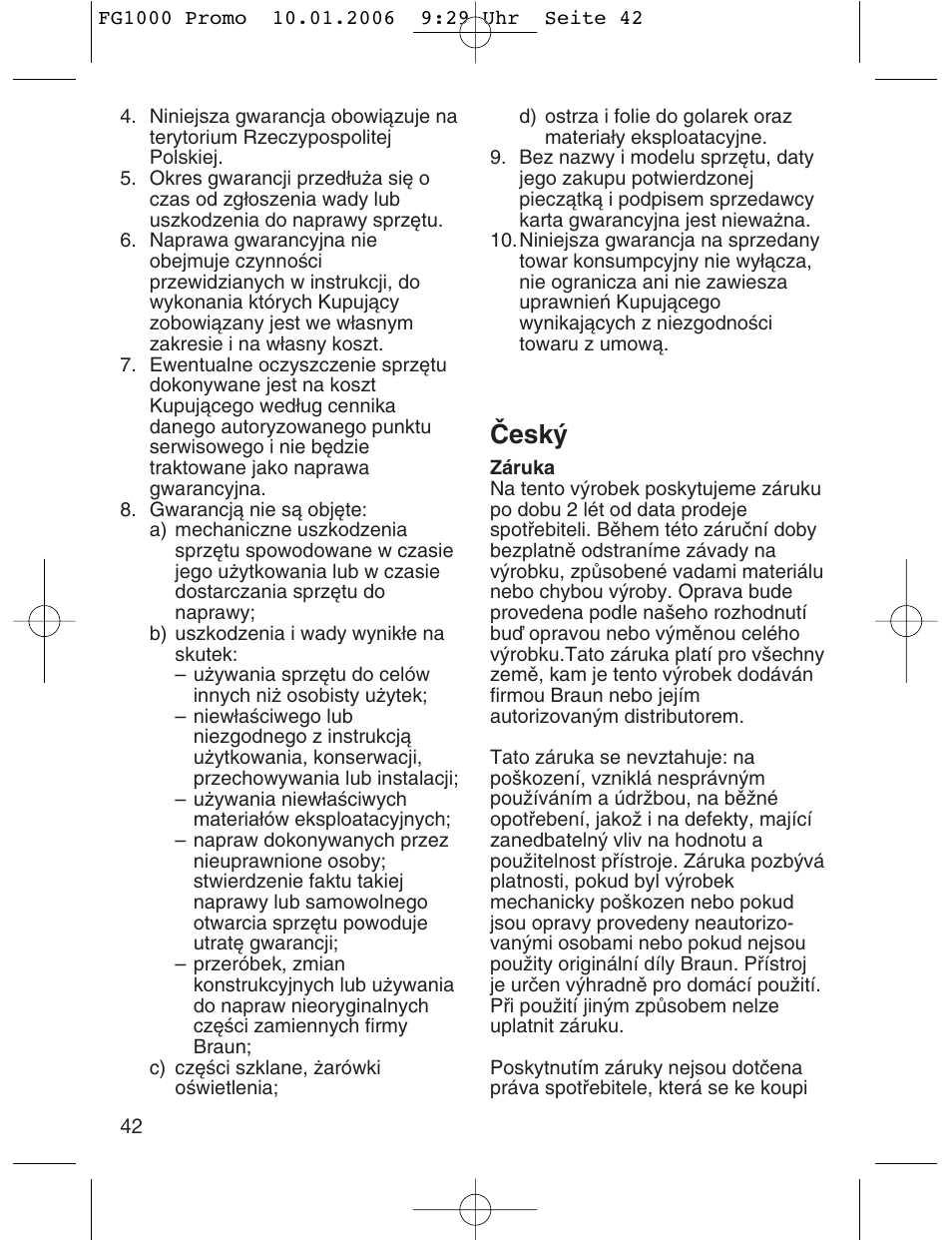 Âesk | Braun SilkFinish FG 1000 User Manual | Page 42 / 50