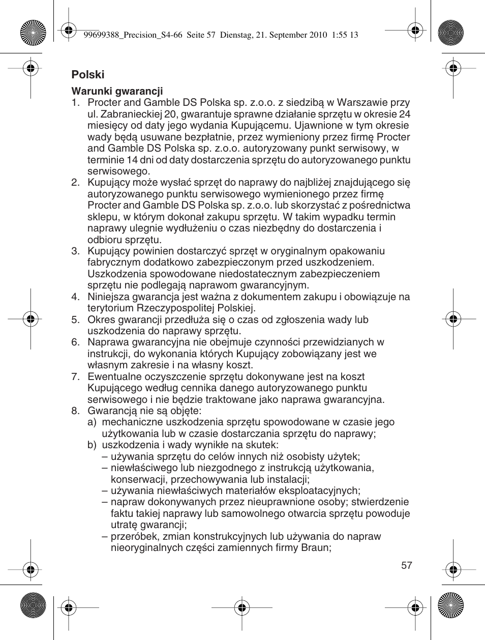 Braun CruZer6 Precision User Manual | Page 57 / 64