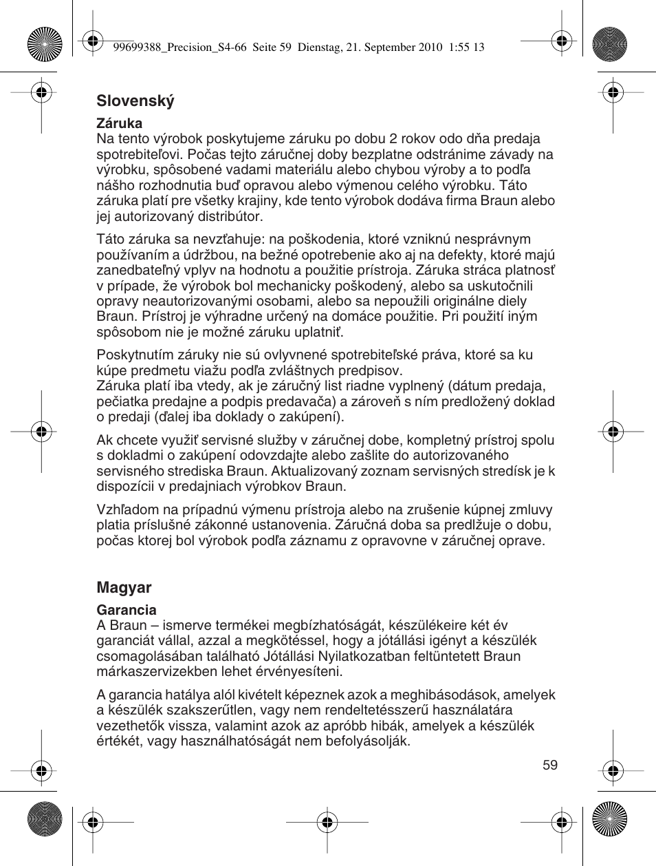 Braun CruZer6 Precision User Manual | Page 59 / 64