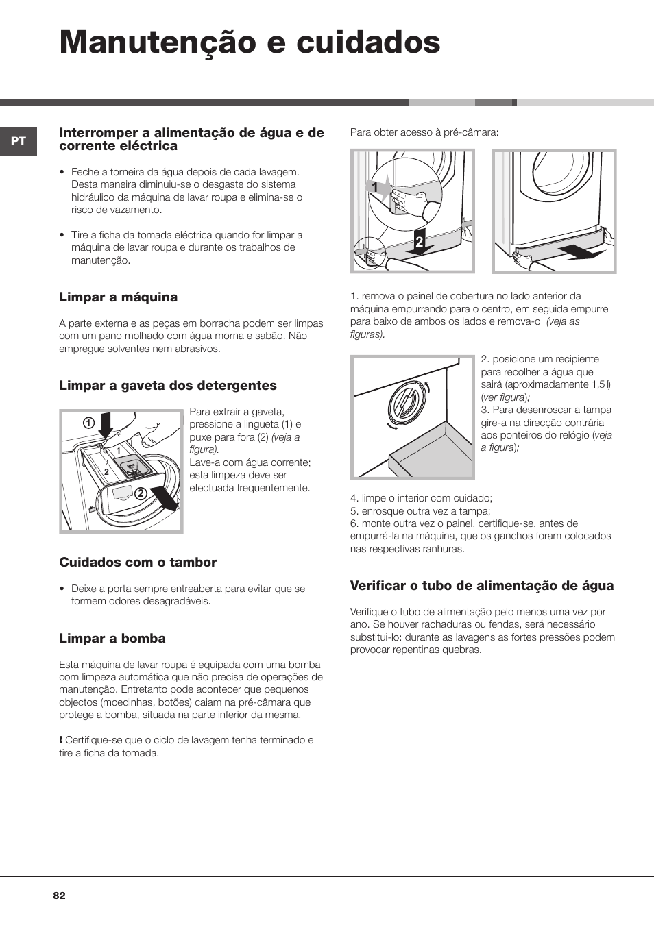 Manutenção e cuidados | Hotpoint Ariston AQ113D 69 User Manual | Page 82 / 84