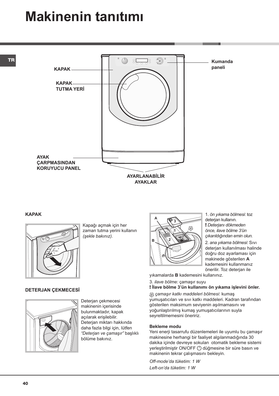 Makinenin tanıtımı | Hotpoint Ariston Aqualtis AQ93F 29X User Manual | Page 40 / 60