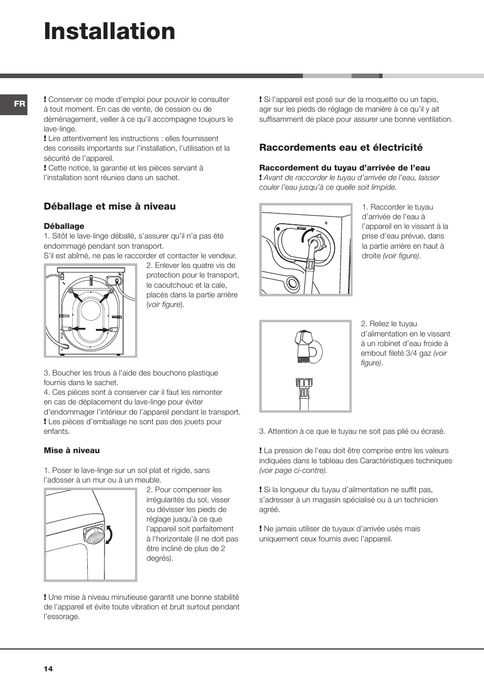 Installation | Hotpoint Ariston Aqualtis AQ93D 49 User Manual | Page 14 / 72