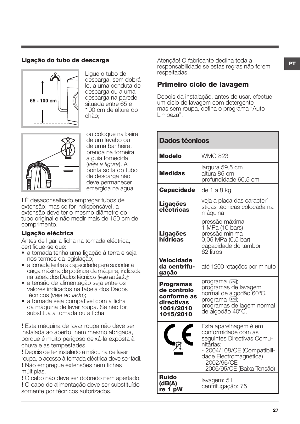 Hotpoint Ariston WMG 823 User Manual | Page 27 / 36