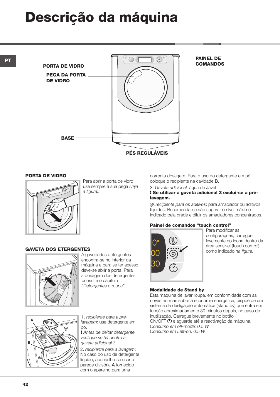 Descrição da máquina | Hotpoint Ariston AQD1070D 69 User Manual | Page 42 / 60