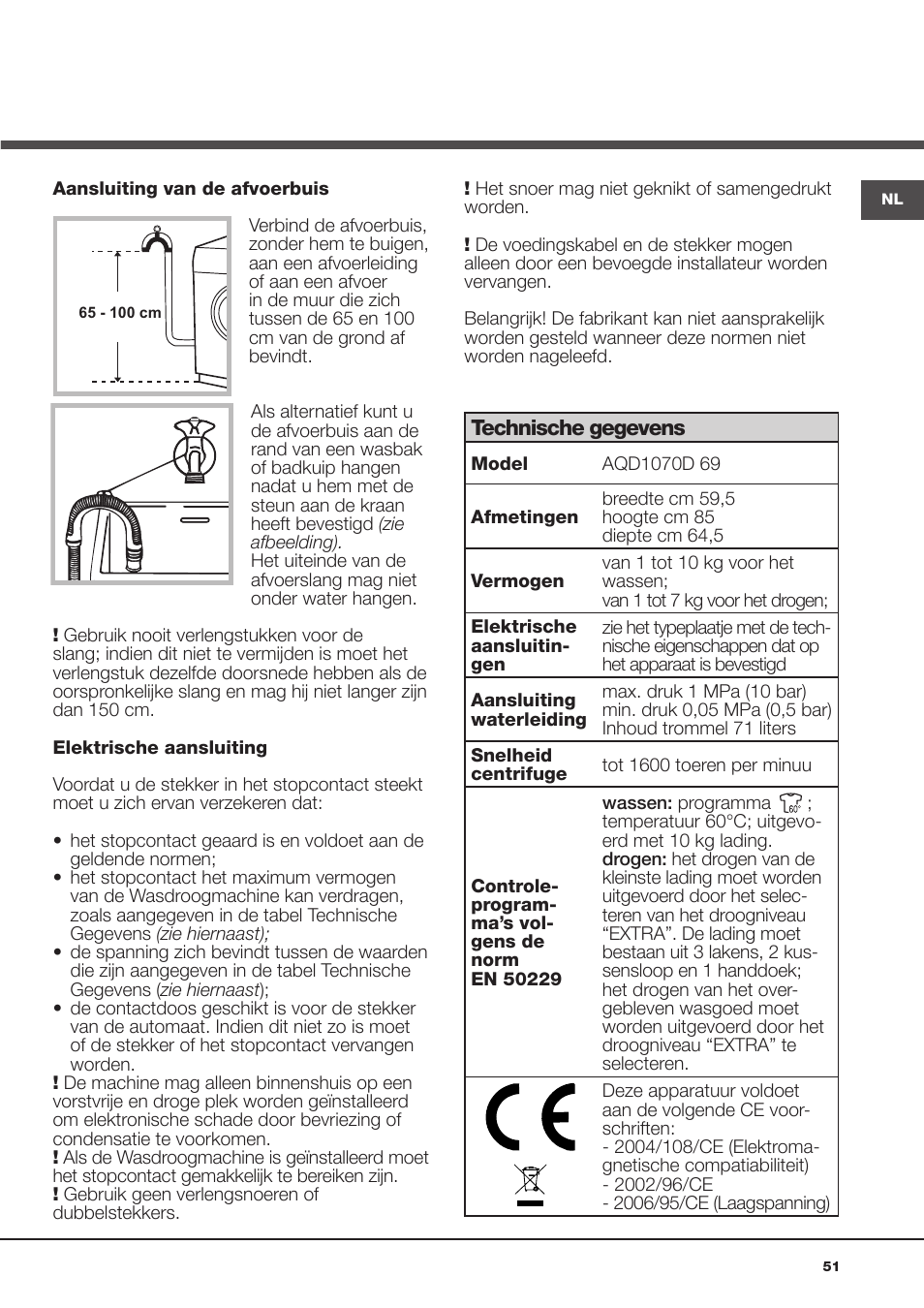 Hotpoint Ariston AQD1070D 69 User Manual | Page 51 / 60