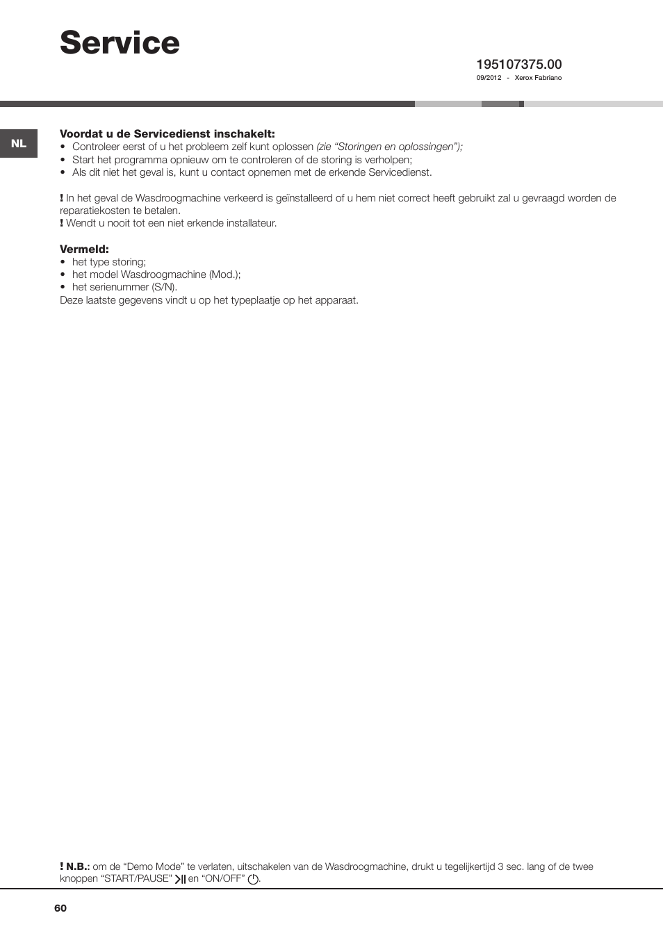 Service | Hotpoint Ariston AQD1070D 69 User Manual | Page 60 / 60