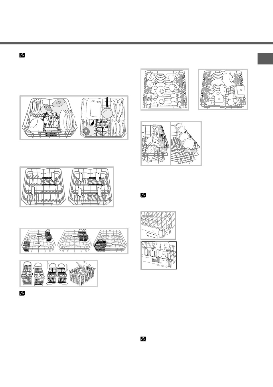 Loading the racks, Lower rack and cutlery basket, Upper rack | Hotpoint Ariston LFTA+ 2164 A-HA.R User Manual | Page 17 / 84