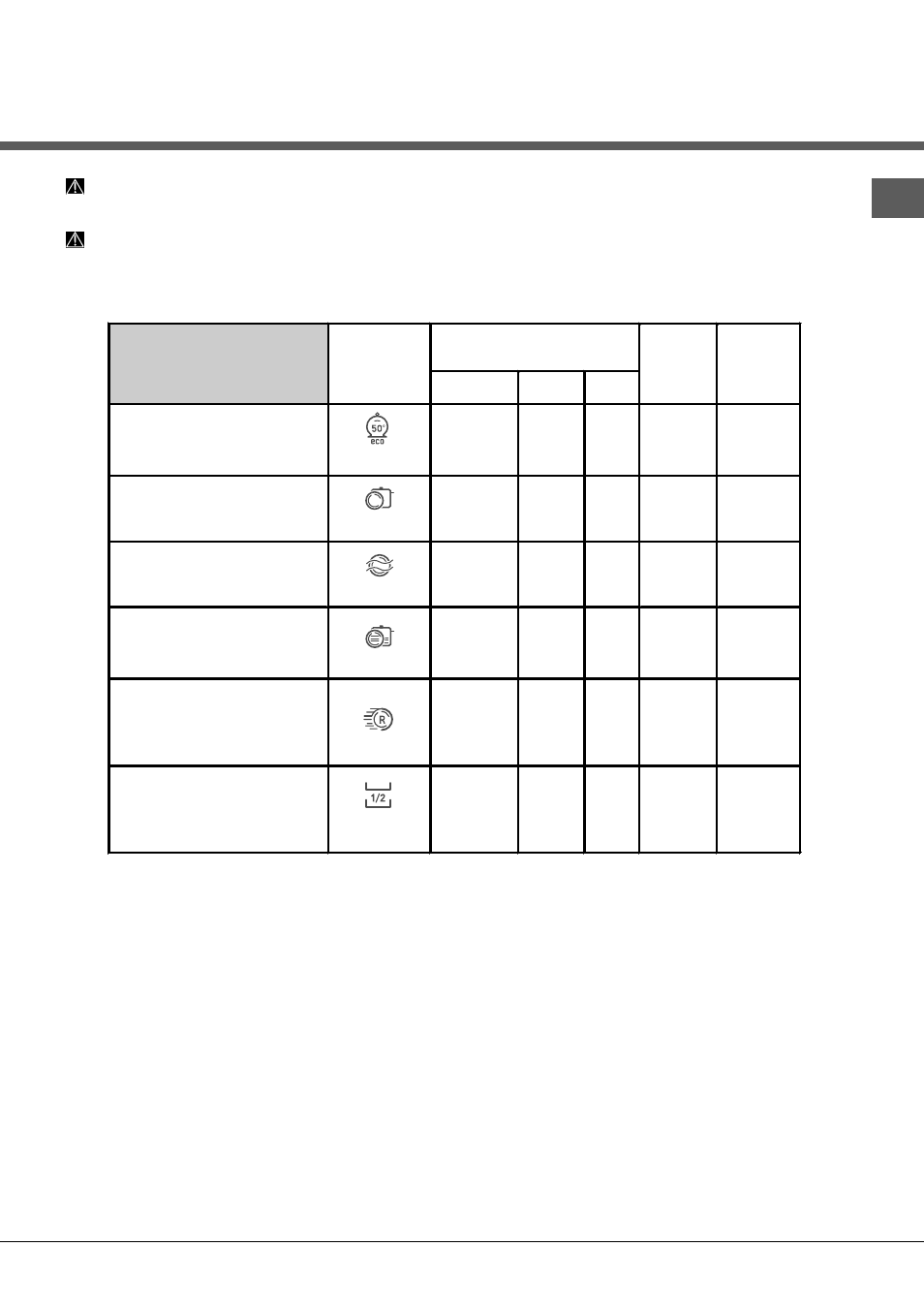 Spülprogramme | Hotpoint Ariston LFTA+ 2164 A-HA.R User Manual | Page 43 / 84