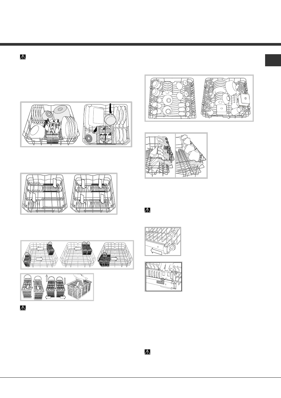 Caricare i cestelli, Cesto inferiore e cestino posate, Cesto superiore | Hotpoint Ariston LFTA+ 2164 A-HA.R User Manual | Page 5 / 84