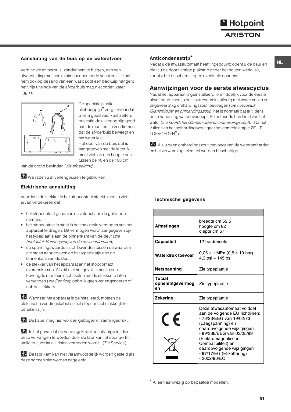 Aanwijzingen voor de eerste afwascyclus | Hotpoint Ariston LFT 216 User Manual | Page 51 / 84