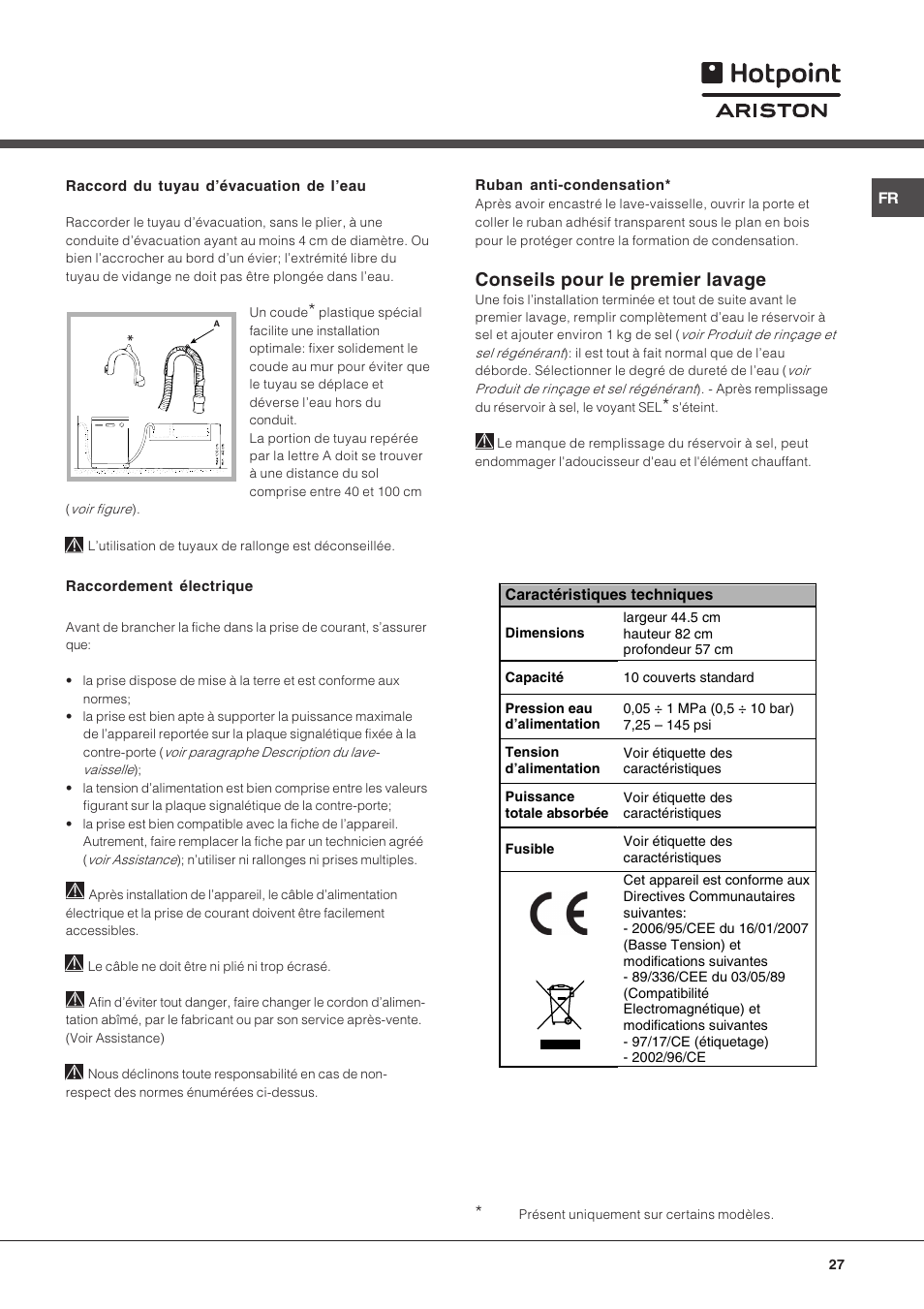 Conseils pour le premier lavage | Hotpoint Ariston LST 116 HA User Manual | Page 27 / 84