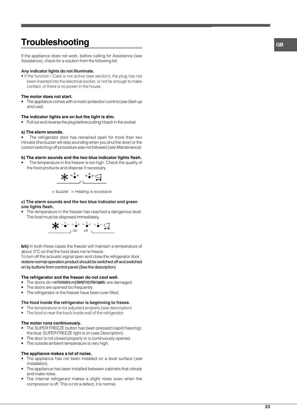 Troubleshooting | Hotpoint Ariston E4D xx xx User Manual | Page 23 / 52