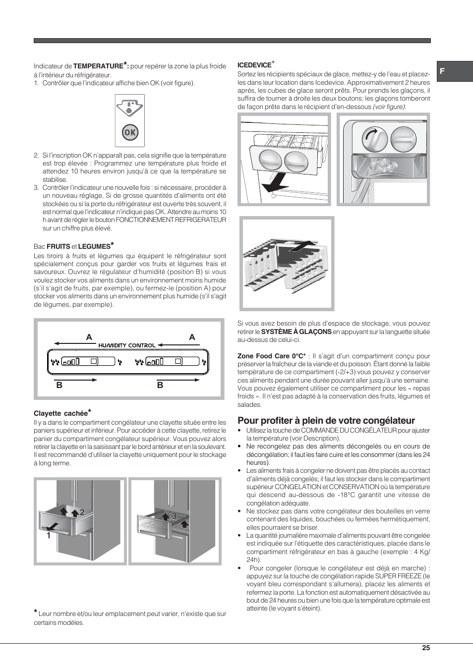 Pour profiter à plein de votre congélateur | Hotpoint Ariston E4D xx xx User Manual | Page 25 / 52