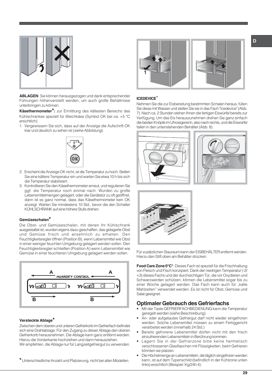 Optimaler gebrauch des gefrierfachs | Hotpoint Ariston E4D xx xx User Manual | Page 29 / 52