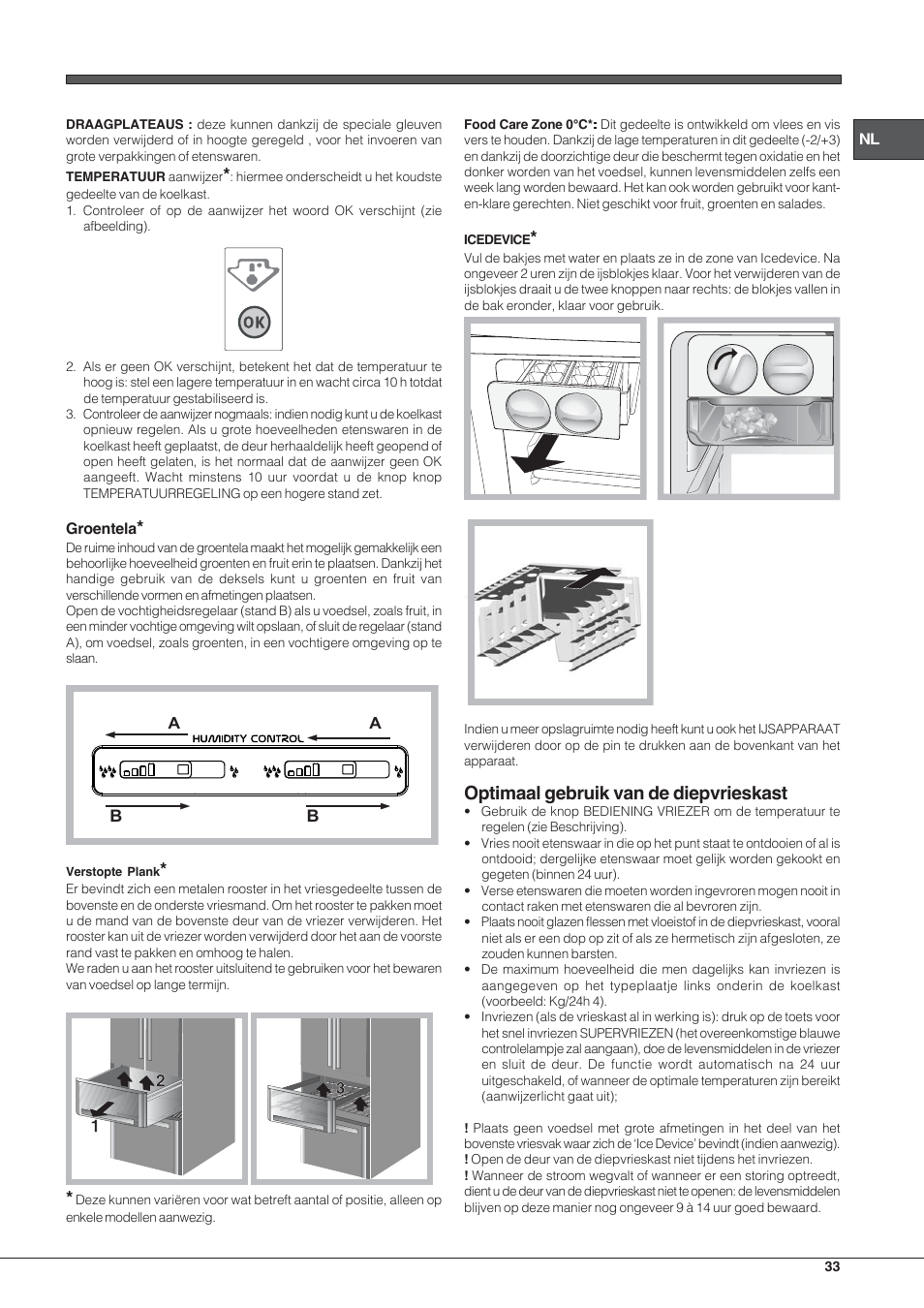 Optimaal gebruik van de diepvrieskast | Hotpoint Ariston E4D xx xx User Manual | Page 33 / 52