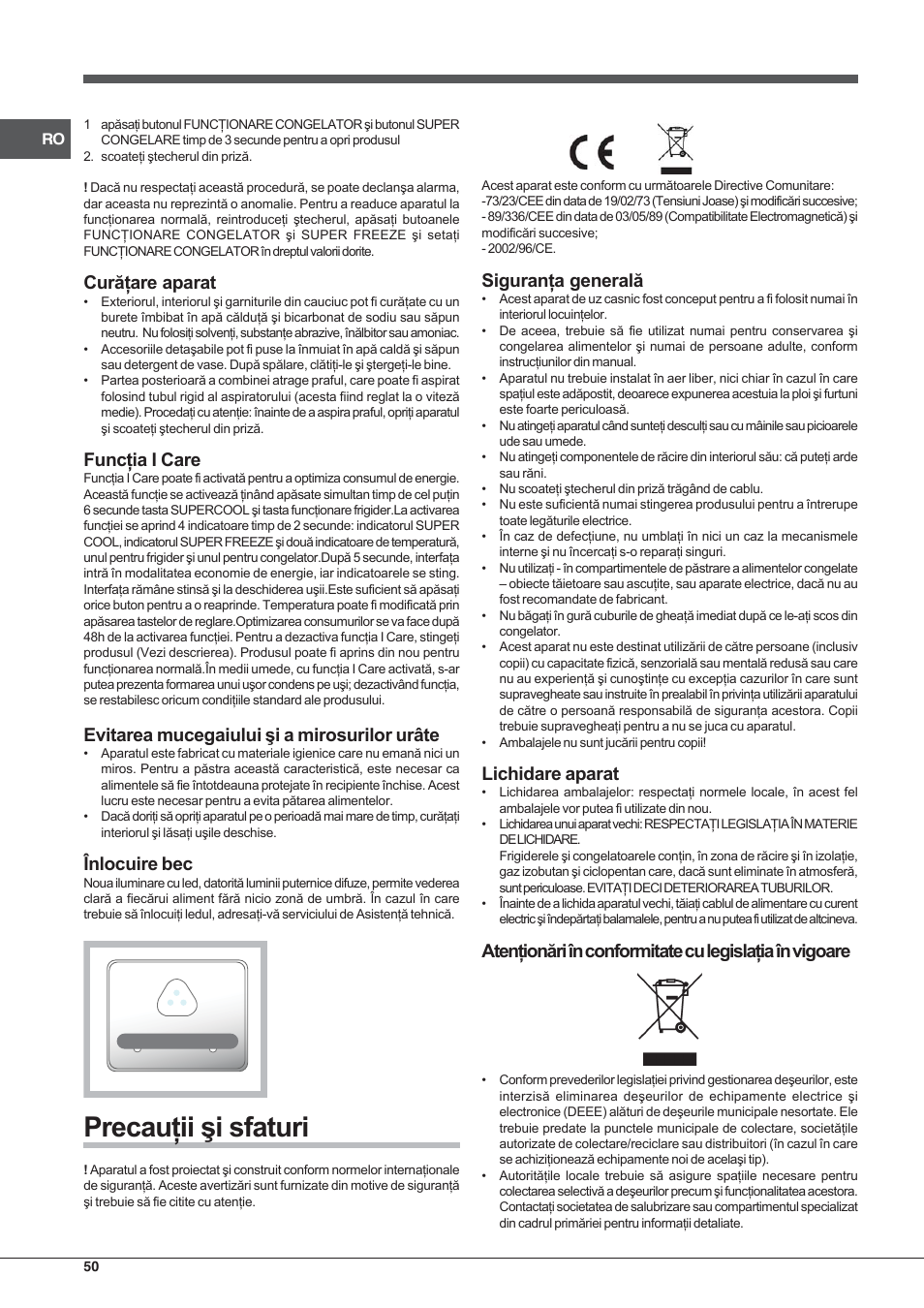 Hotpoint Ariston E4D xx xx User Manual | Page 50 / 52