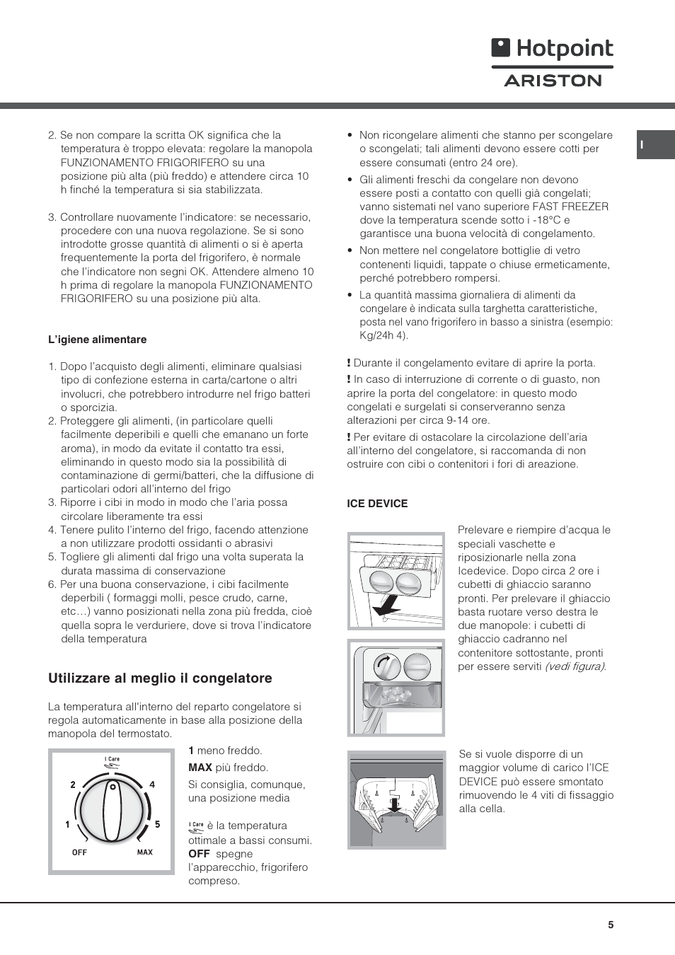 Utilizzare al meglio il congelatore | Hotpoint Ariston Doble puerta NMTM 1921 FWB-HA User Manual | Page 5 / 32