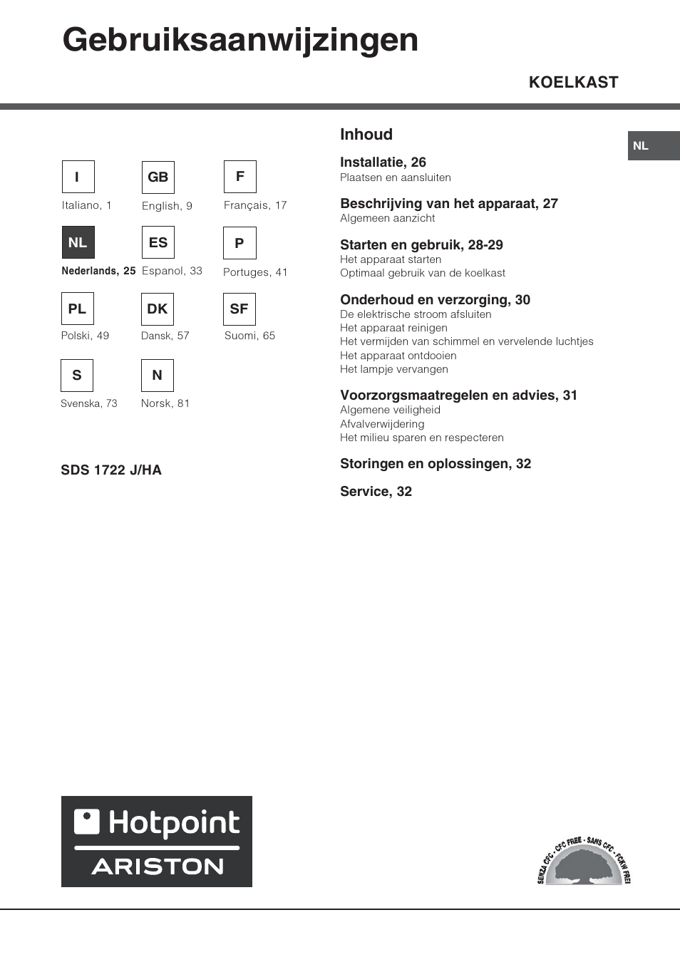Gebruiksaanwijzingen, Koelkast inhoud | Hotpoint Ariston Una puerta SDS 1722 J-HA User Manual | Page 25 / 88