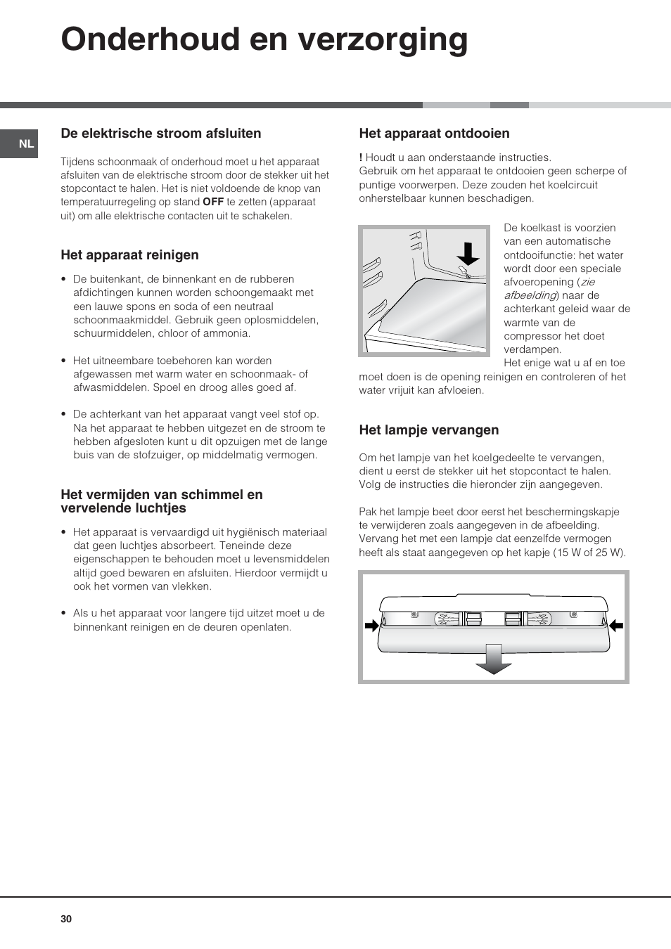 Onderhoud en verzorging | Hotpoint Ariston Una puerta SDS 1722 J-HA User Manual | Page 30 / 88