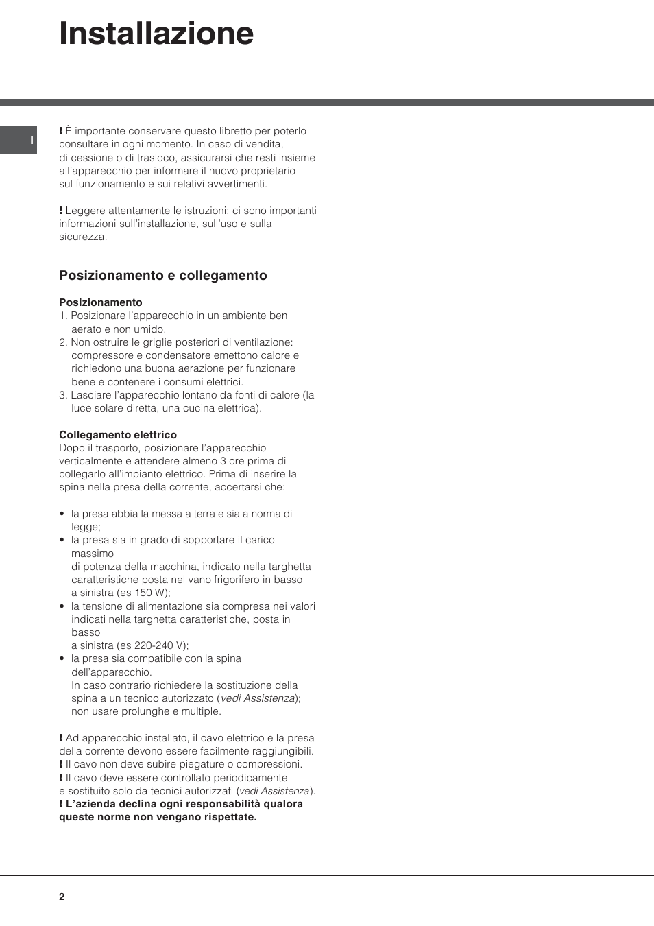 Installazione | Hotpoint Ariston Bajo encimera BTS 1622-HA User Manual | Page 2 / 48