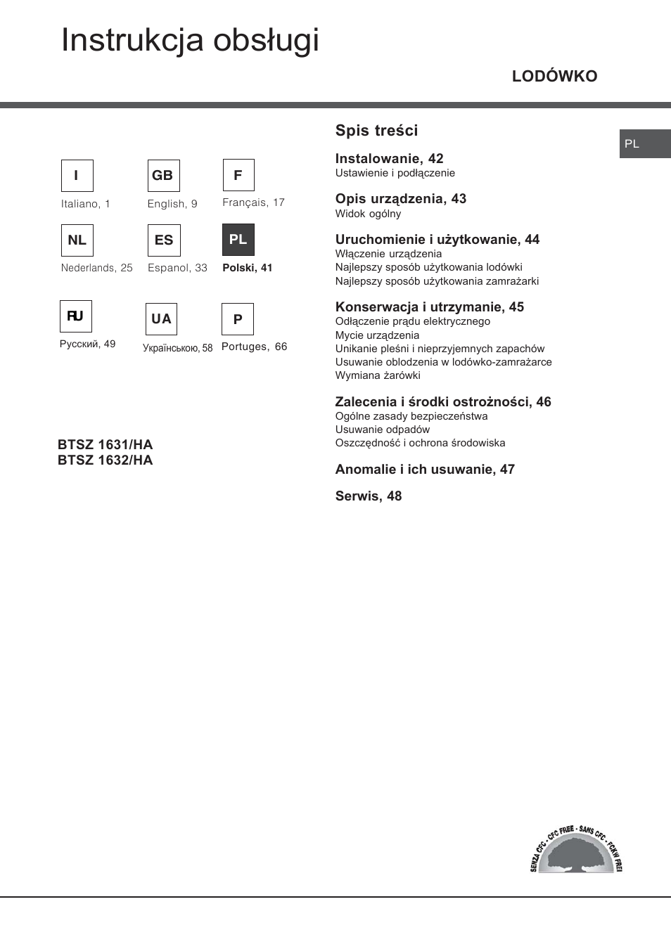 65328pl | Hotpoint Ariston Bajo encimera BTSZ 1632-HA User Manual | Page 41 / 72