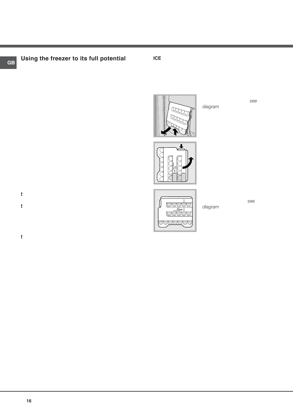 Using the freezer to its full potential | Hotpoint Ariston Doble puerta BD 2922 EU-HA User Manual | Page 16 / 52