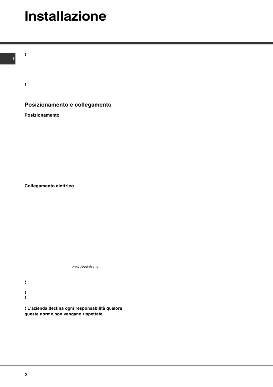 Installazione | Hotpoint Ariston Doble puerta BD 2922 EU-HA User Manual | Page 2 / 52