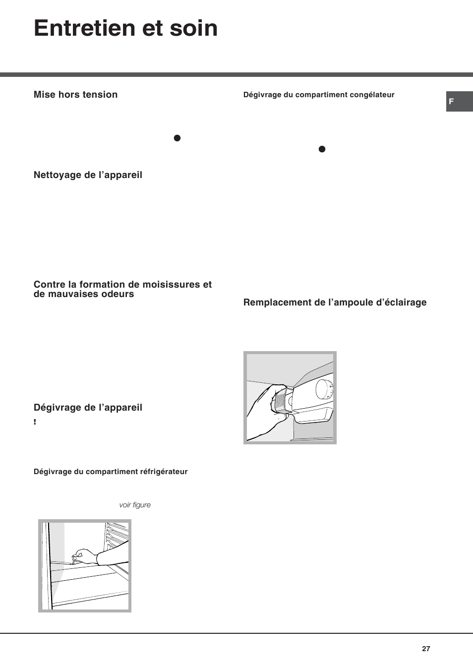 Entretien et soin | Hotpoint Ariston Doble puerta BD 2922 EU-HA User Manual | Page 27 / 52