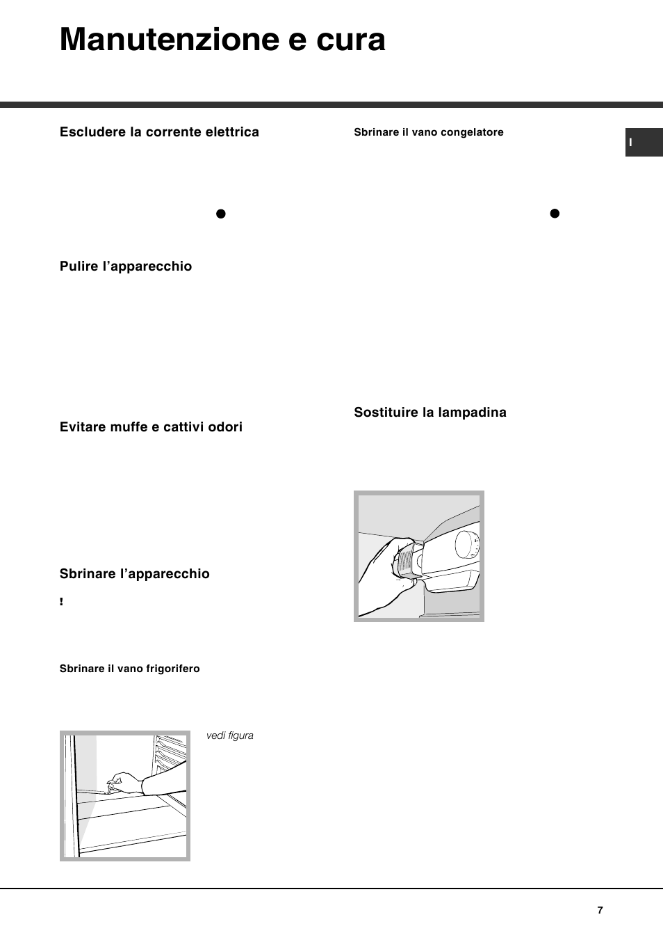 Manutenzione e cura | Hotpoint Ariston Doble puerta BD 2922 EU-HA User Manual | Page 7 / 52