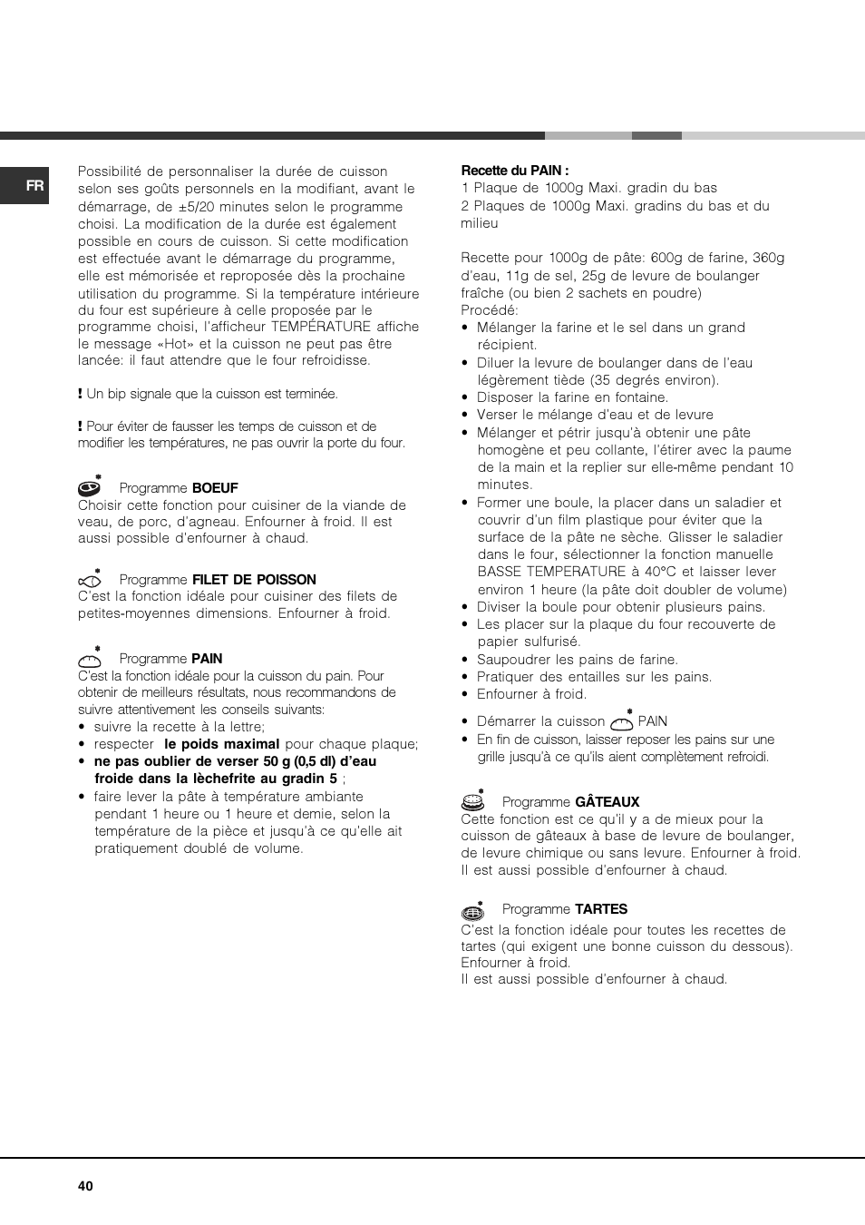 Hotpoint Ariston FK 1039EL P.20 X-HA User Manual | Page 40 / 80